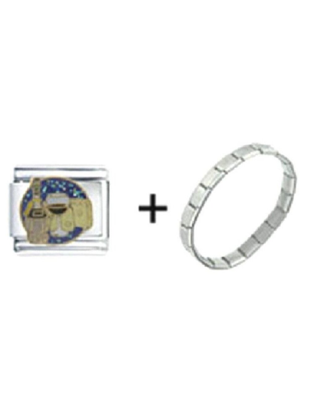 Bracelet Pugster Italian Charm Chianti Glass of Wine & Cheese